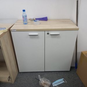 Tủ hồ sơ thấp 2 cánh cũ màu trắng