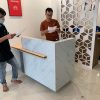 Quầy lễ tân cũ 1m2 ốp Alu vân đá