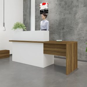 Bàn quầy lễ tân cao cấp trắng nâu giá rẻ