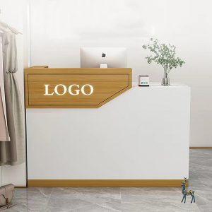 Quầy thu ngân 1m2 hiện đại trắng phối vân gỗ