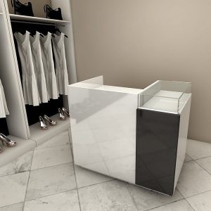 Quầy thu ngân shop thời trang đen trắng