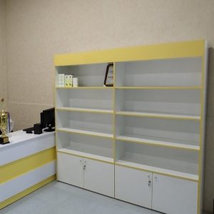 Tủ trưng bày 2m x 2m trắng phối vàng giá rẻ