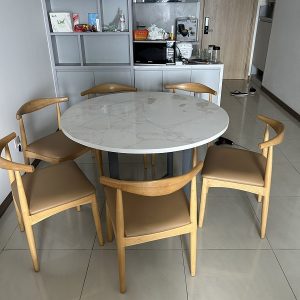 Bàn Ăn Tròn Mặt Đá 6 Ghế