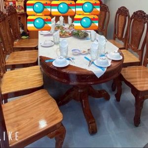 Bàn Ăn 6 Ghế Gỏ Đỏ