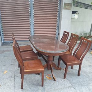 Bàn Ăn Gỗ Ôvan 6 Ghế