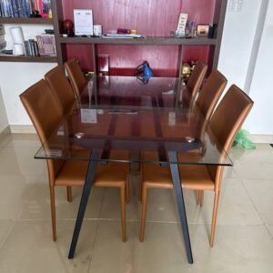 Bàn Ăn 6 Ghế Da