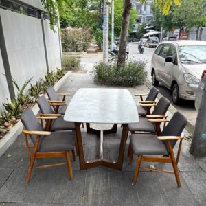Bàn Ăn Mặt Đá 6 Ghế